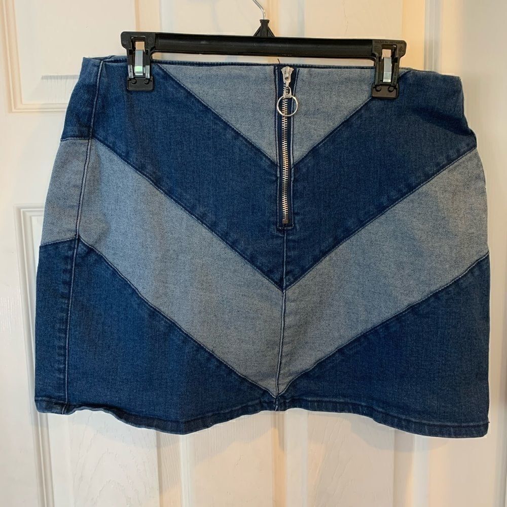 Forever 21 Chevron Denim Jean Skirt Plus Size